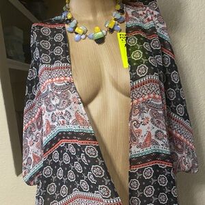 Joe Boxer Black Multi-Color Printed Kimono